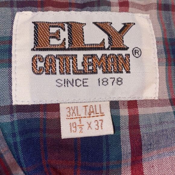 Ely Cattleman Men’s Sz 3XLT Plaid Western Pearl Snap Up Casual Shirt - Picture 5 of 5